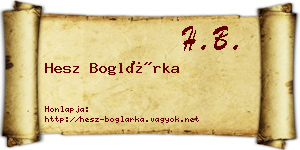 Hesz Boglárka névjegykártya